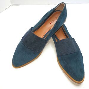 ED Ellen DEGENERES Karlin Blue Suede Flats Almond Toe Loafers size 8.5